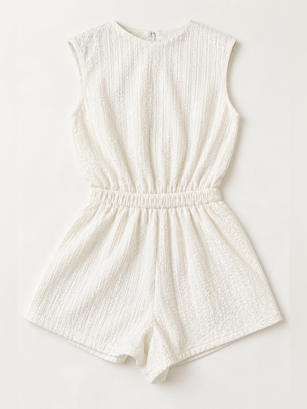 THML Ivory Sleeveless Textured Romper